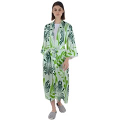 Folk Flowers Pattern Floral Surface Design Seamless Pattern Maxi Satin Kimono by Eskimos