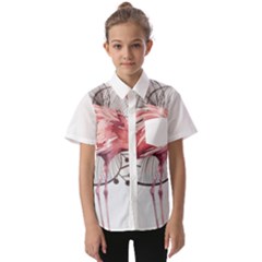 Watercolor Flamingo Kids  Short Sleeve Shirt by webstylecreations