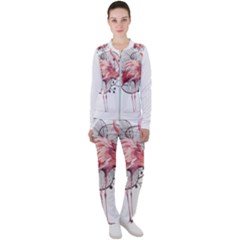 Watercolor Flamingo Casual Jacket And Pants Set