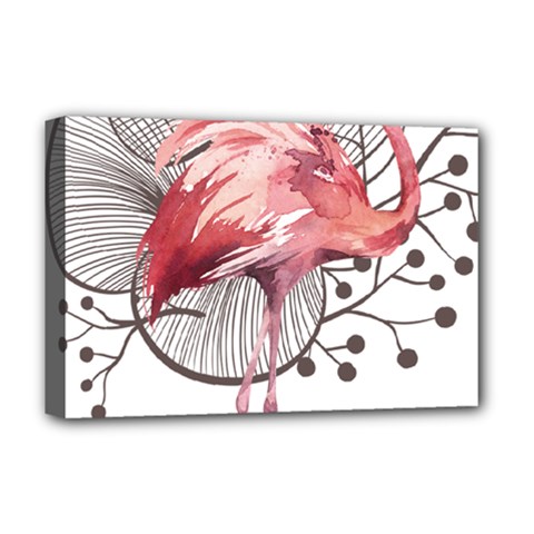 Watercolor Flamingo Deluxe Canvas 18  X 12  (stretched)