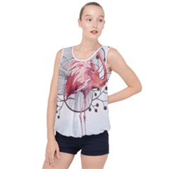 Watercolor Flamingo Bubble Hem Chiffon Tank Top