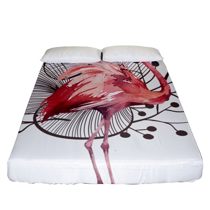 Watercolor Flamingo Fitted Sheet (California King Size)