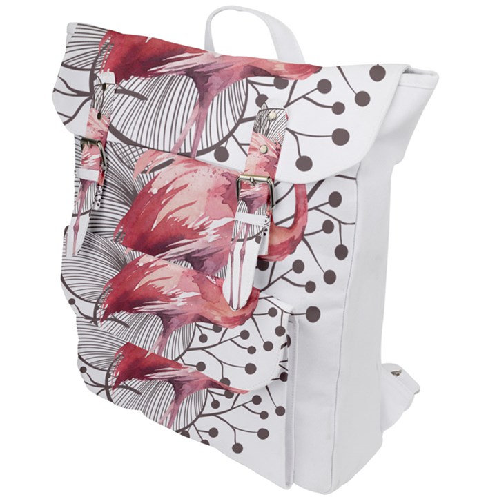 Watercolor Flamingo Buckle Up Backpack