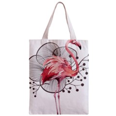 Watercolor Flamingo Zipper Classic Tote Bag