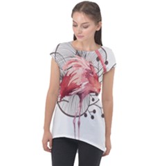 Watercolor Flamingo Cap Sleeve High Low Top by webstylecreations