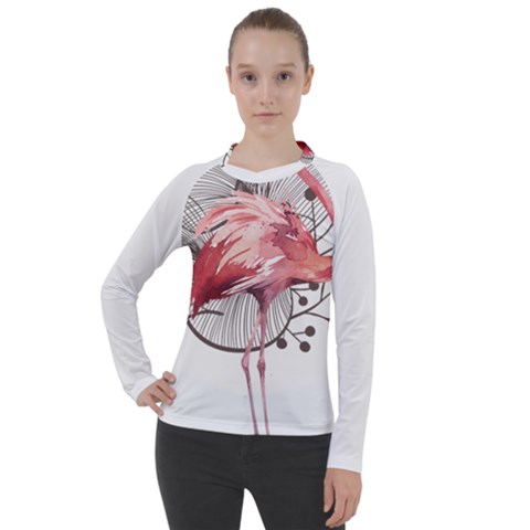 Watercolor Flamingo Women s Pique Long Sleeve Tee by webstylecreations