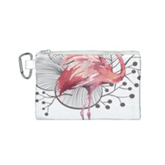 Watercolor Flamingo Canvas Cosmetic Bag (small) by webstylecreations