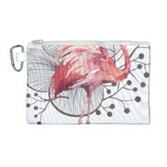 Watercolor Flamingo Canvas Cosmetic Bag (large) by webstylecreations