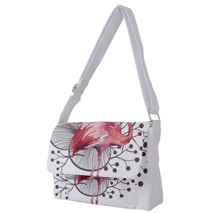 Watercolor Flamingo Full Print Messenger Bag (L)