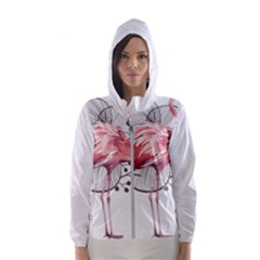 Watercolor Flamingo Women s Hooded Windbreaker