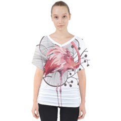 Watercolor Flamingo V-neck Dolman Drape Top by webstylecreations