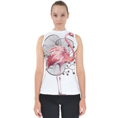 Watercolor Flamingo Mock Neck Shell Top by webstylecreations