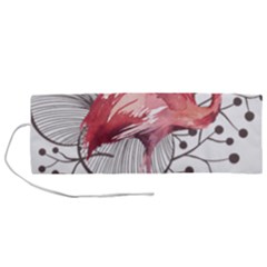 Watercolor Flamingo Roll Up Canvas Pencil Holder (m) by webstylecreations