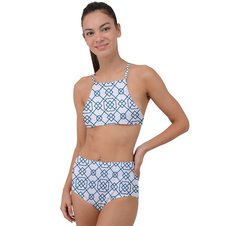 Arabic Vector Seamless Pattern High Waist Tankini Set