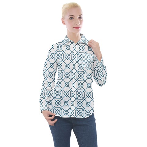 Arabic Vector Seamless Pattern Women s Long Sleeve Pocket Shirt by webstylecreations