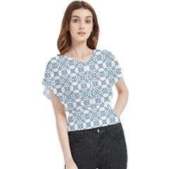 Arabic Vector Seamless Pattern Butterfly Chiffon Blouse