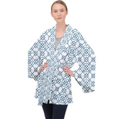 Arabic Vector Seamless Pattern Long Sleeve Velvet Kimono  by webstylecreations