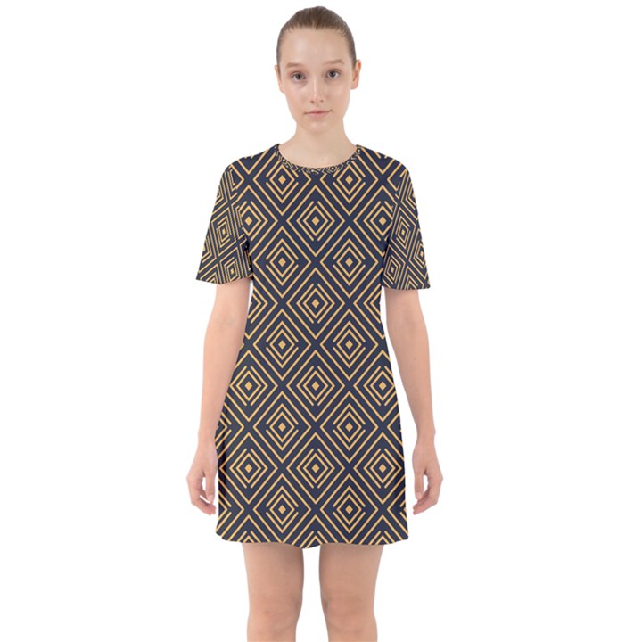 Art deco vector pattern Sixties Short Sleeve Mini Dress