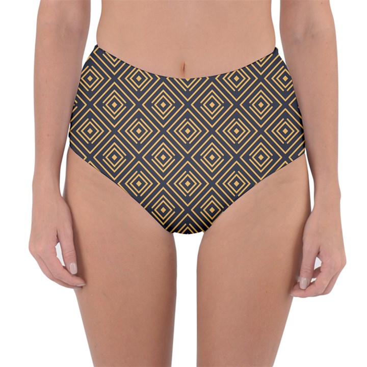 Art deco vector pattern Reversible High-Waist Bikini Bottoms