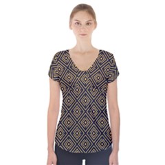 Art Deco Vector Pattern Short Sleeve Front Detail Top by webstylecreations