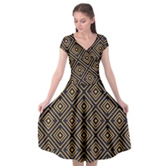 Art Deco Vector Pattern Cap Sleeve Wrap Front Dress by webstylecreations