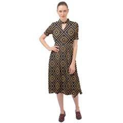 Art Deco Vector Pattern Keyhole Neckline Chiffon Dress