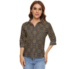 Art Deco Vector Pattern Women s Quarter Sleeve Pocket Shirt