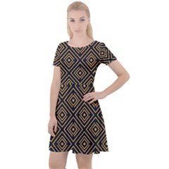 Art Deco Vector Pattern Cap Sleeve Velour Dress 