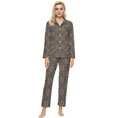 Art Deco Vector Pattern Womens  Long Sleeve Pocket Pajamas Set by webstylecreations