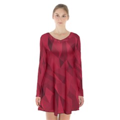 Amaranth Long Sleeve Velvet V-neck Dress