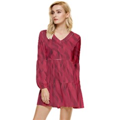 Amaranth Tiered Long Sleeve Mini Dress