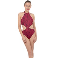 Amaranth Halter Side Cut Swimsuit