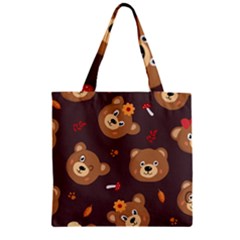 Bears-vector-free-seamless-pattern1 Zipper Grocery Tote Bag by webstylecreations