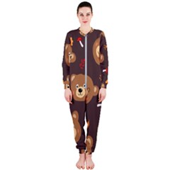 Bears-vector-free-seamless-pattern1 Onepiece Jumpsuit (ladies)  by webstylecreations