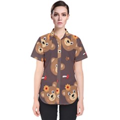 Bears-vector-free-seamless-pattern1 Women s Short Sleeve Shirt