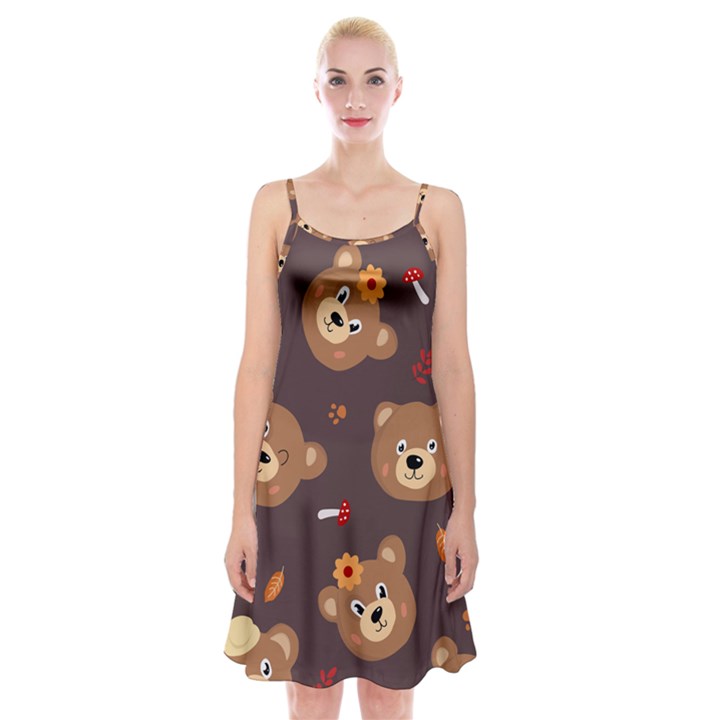 Bears-vector-free-seamless-pattern1 Spaghetti Strap Velvet Dress