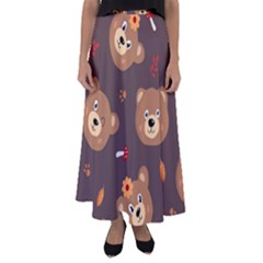 Bears-vector-free-seamless-pattern1 Flared Maxi Skirt by webstylecreations