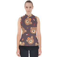 Bears-vector-free-seamless-pattern1 Mock Neck Shell Top by webstylecreations