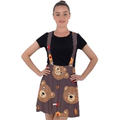 Bears-vector-free-seamless-pattern1 Velvet Suspender Skater Skirt by webstylecreations