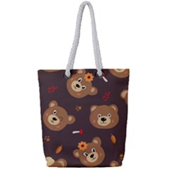 Bears-vector-free-seamless-pattern1 Full Print Rope Handle Tote (small) by webstylecreations