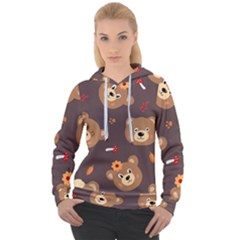 Bears-vector-free-seamless-pattern1 Women s Overhead Hoodie