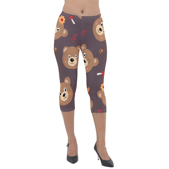 Bears-vector-free-seamless-pattern1 Lightweight Velour Capri Leggings 