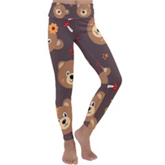 Bears-vector-free-seamless-pattern1 Kids  Lightweight Velour Classic Yoga Leggings by webstylecreations