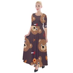 Bears-vector-free-seamless-pattern1 Half Sleeves Maxi Dress by webstylecreations