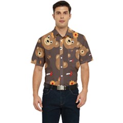 Bears-vector-free-seamless-pattern1 Men s Short Sleeve Pocket Shirt  by webstylecreations