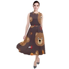 Bears-vector-free-seamless-pattern1 Round Neck Boho Dress by webstylecreations