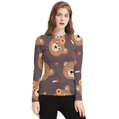 Bears-vector-free-seamless-pattern1 Women s Long Sleeve Rash Guard by webstylecreations