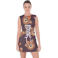 Bears-vector-free-seamless-pattern1 Lace Up Front Bodycon Dress by webstylecreations