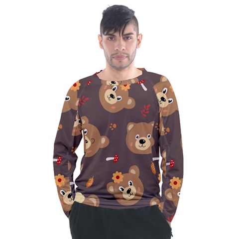 Bears-vector-free-seamless-pattern1 Men s Long Sleeve Raglan Tee by webstylecreations