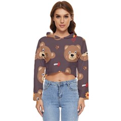 Bears-vector-free-seamless-pattern1 Women s Lightweight Cropped Hoodie by webstylecreations